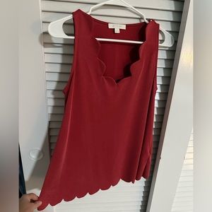 Anthropology scalloped reddish brown tank XS